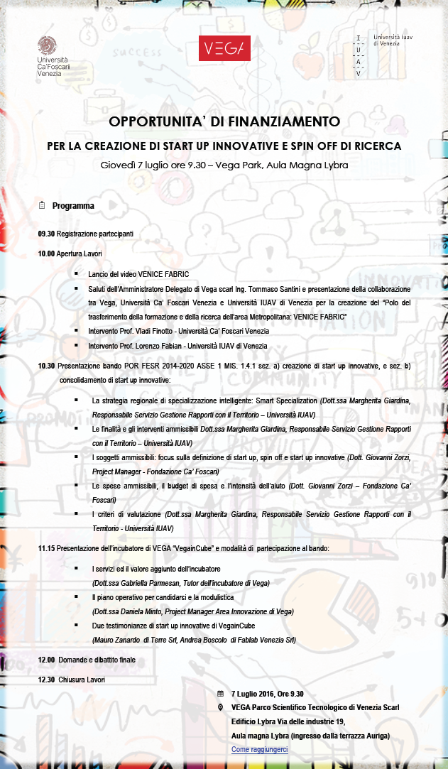 Foto Opportunita’ di finanziamento per start up innovative e spin off di ricerca