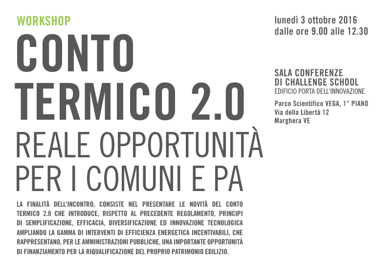 Foto Workshop Conto Termico 2.0 – reale opportunità per i comuni e PA