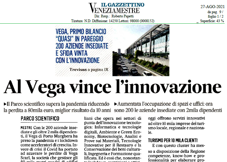 Foto Al VEGA vince l’innovazione – articoli pubblicati su Il Gazzettino e La Nuova Venezia